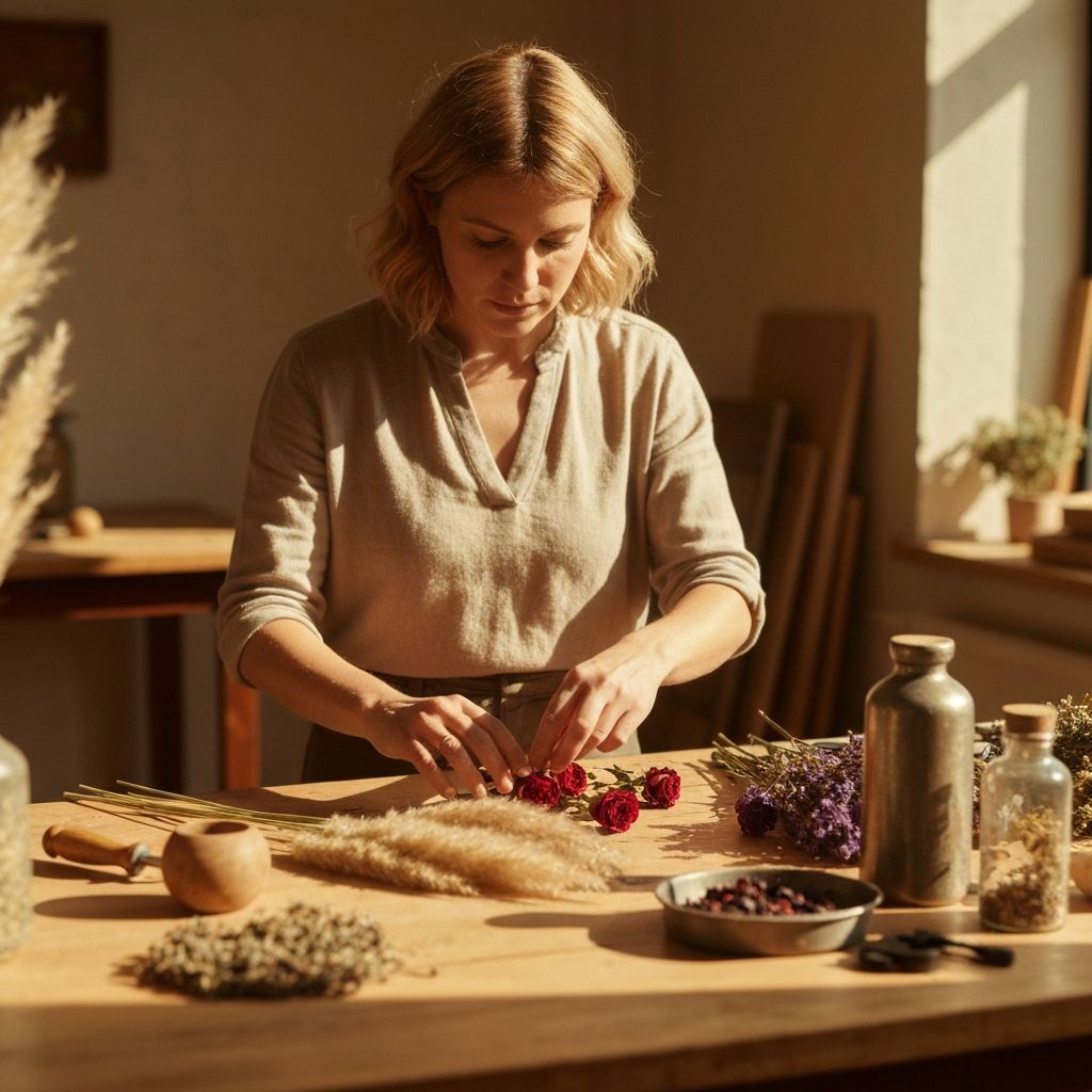 Artisan crafting floral arrangement